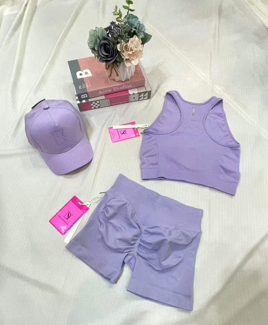 Women's Sports Set Crop Top - Shorts and Cap, Body Contouring, Training, GYM, Yoga, Fitness