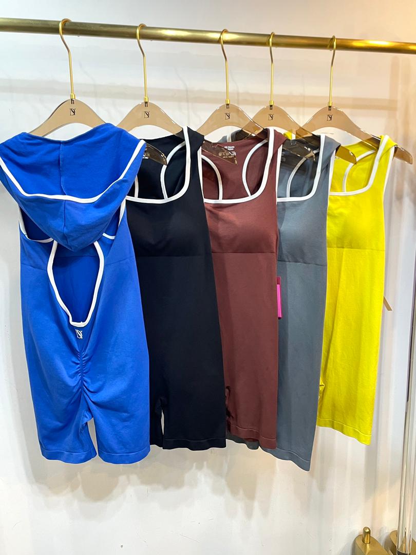 Olympic-cut body-shaping sports jumpsuit for training, gym, and yoga.