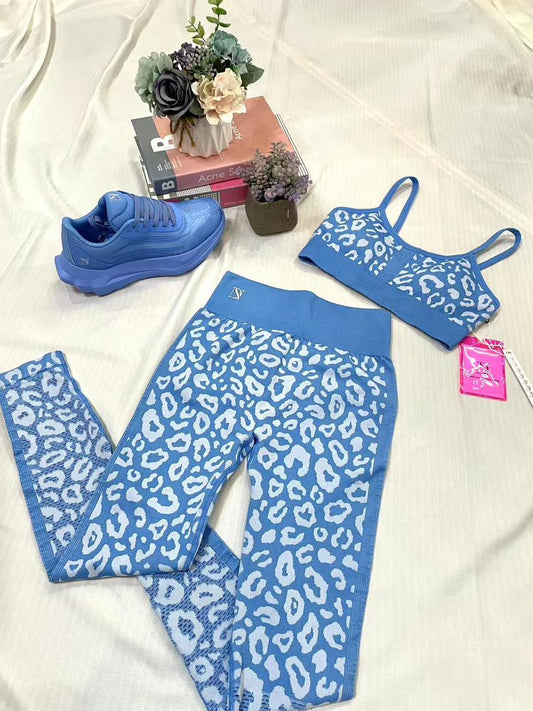 Strappy bra top, leggings, and sneakers set for workout, gym, yoga