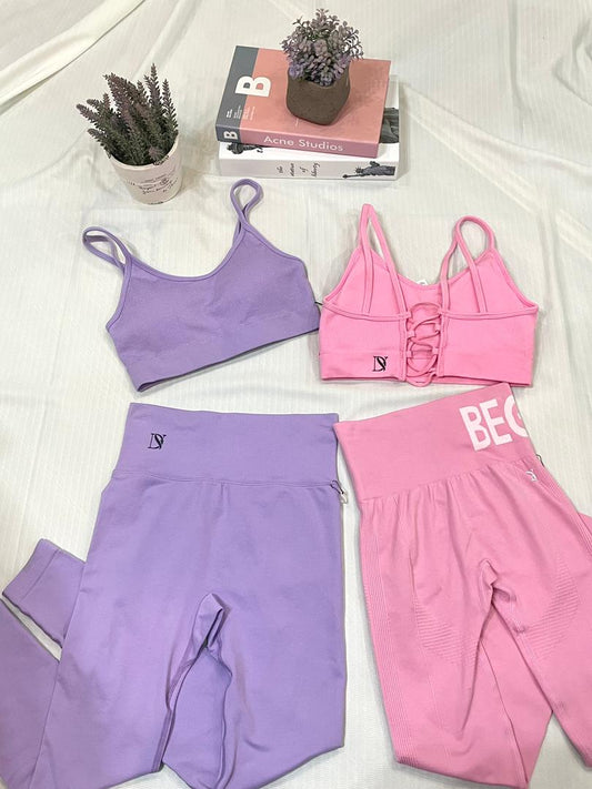 Strappy Bra Top and Sports Leggings Set for Workout, Body Shaping, Gym, Yoga