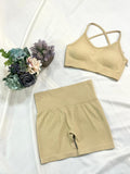 Conjunto Top bra de tirantes y Shorts deportivos para entrenamiento, moldean el cuerpo, gimnasio, yoga