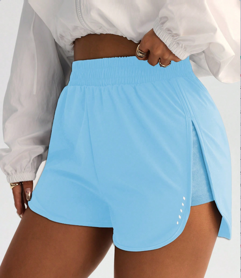 Pantalones cortos deportivos para mujer que realzan los glúteos en color azul, para entrenamiento, gimnasio, yoga y fitness
