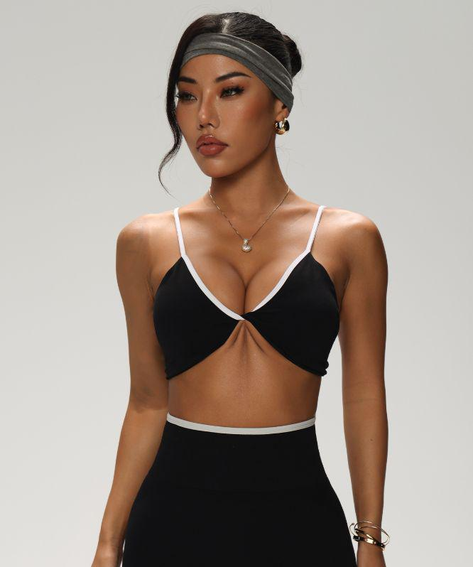 Top bra deportivo para mujer, espalda cubierta, entrenamiento en color negro, GYM, Yoga, fitness