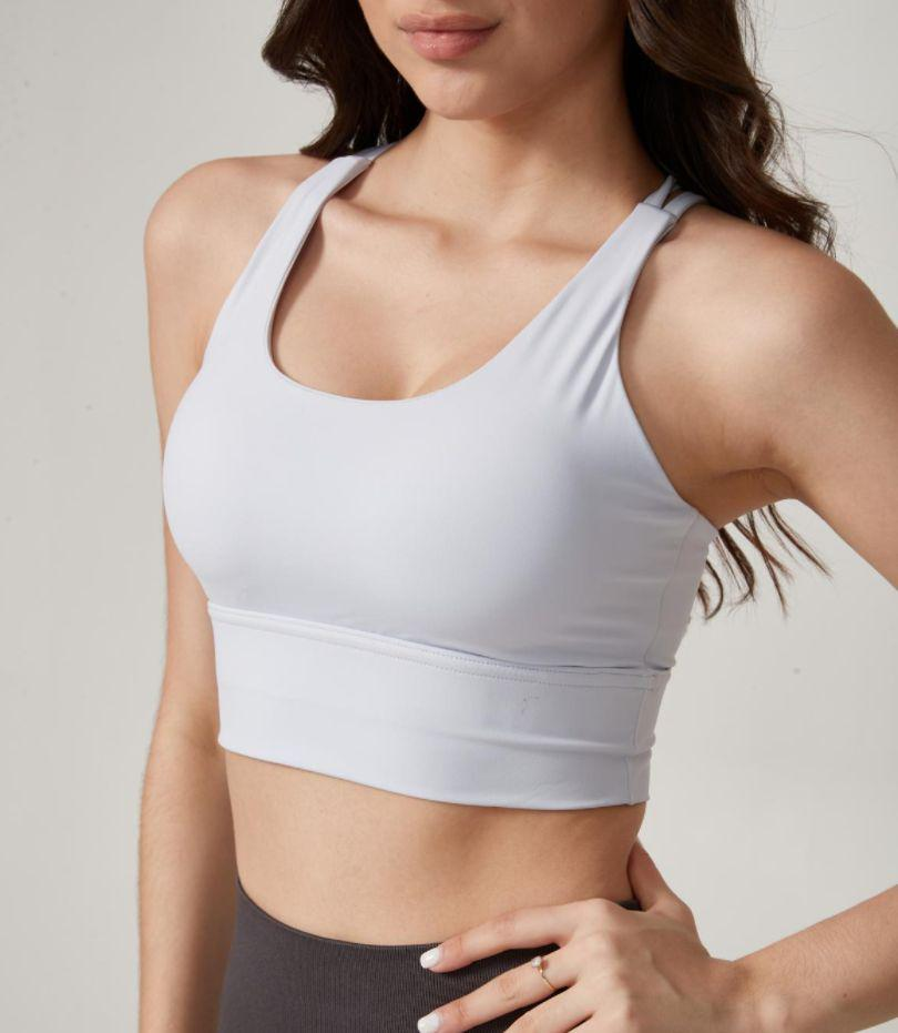 Top bra deportivo para mujer con tirantes cruzados, sin espalda, para entrenamiento, gimnasio, yoga, fitness