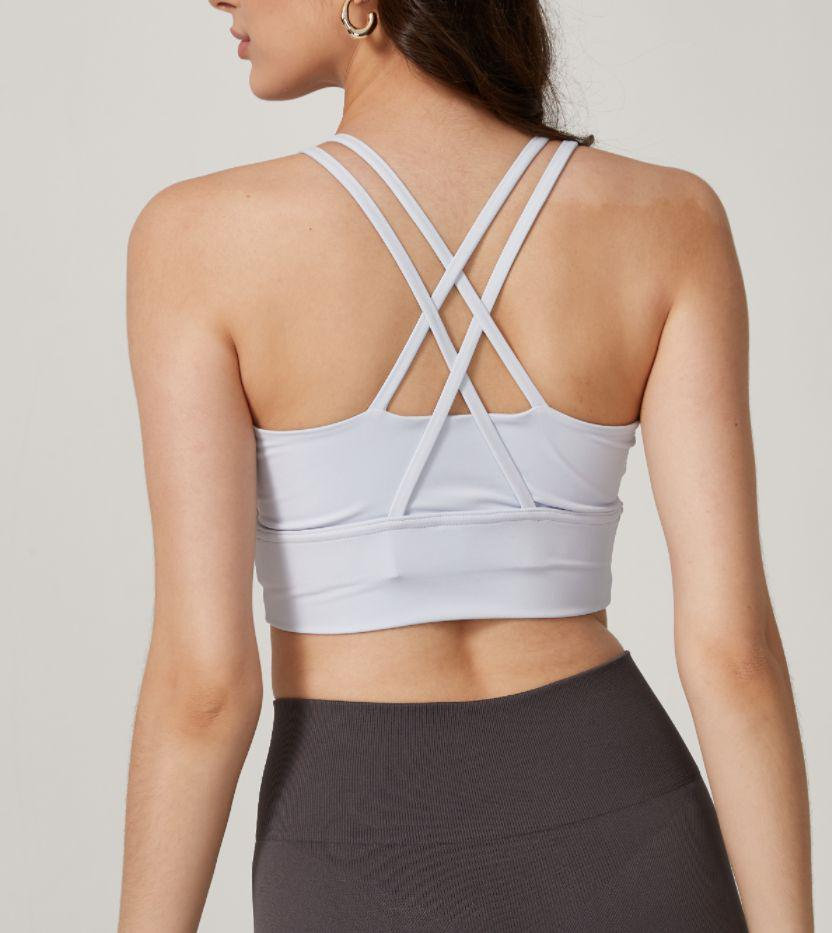 Top bra deportivo para mujer con tirantes cruzados, sin espalda, para entrenamiento, gimnasio, yoga, fitness