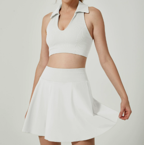 Vestido y gorra deportivo para mujer, sin mangas, ajustado, para entrenamiento, golf, tenis, fitness