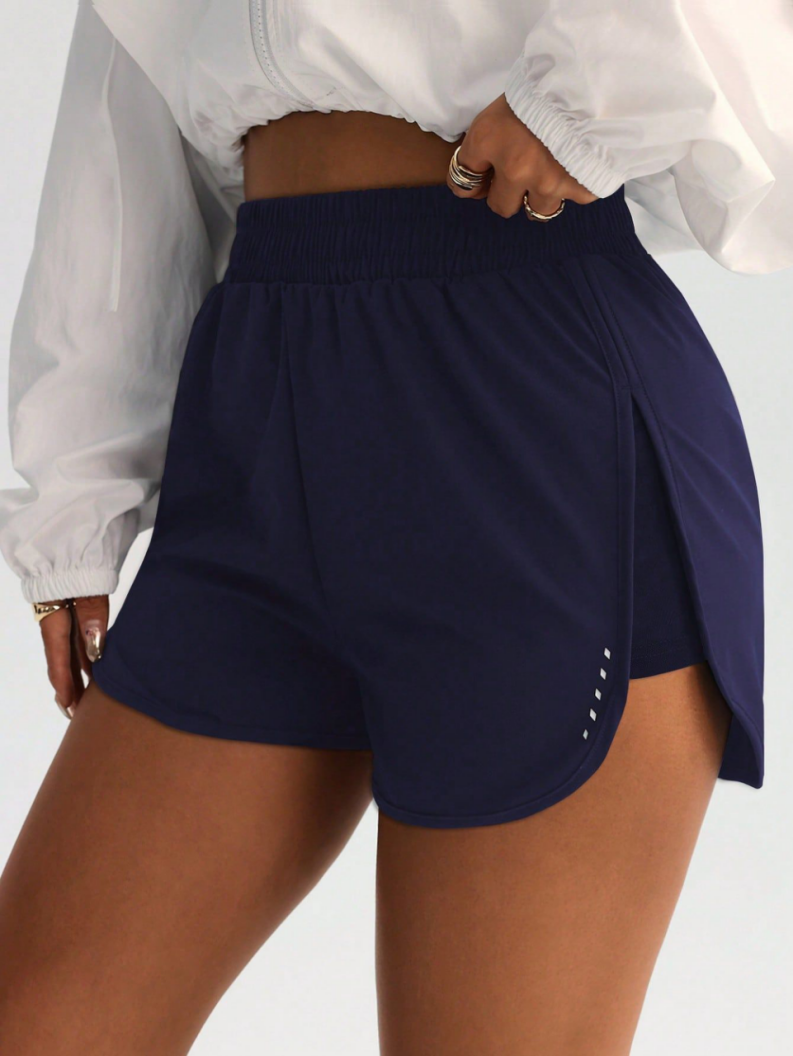 Pantalones cortos deportivos para mujer que realzan los glúteos en color azul, para entrenamiento, gimnasio, yoga y fitness