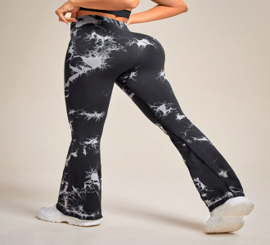 女士喇叭形运动紧身裤（灰色和黑色），健身，瑜伽