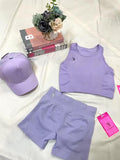 Conjunto Deportivo Mujer Crop Top - Shorts y Gorra, Contorno corporal, Entrenamiento, GYM, Yoga, Fitness