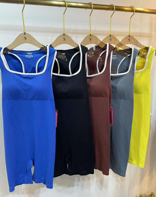 Olympic-cut body-shaping sports jumpsuit for training, gym, and yoga.